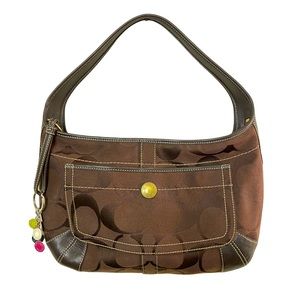 Coach Signature Brown Canvas & Leather Shoulder Bag G0782-11280